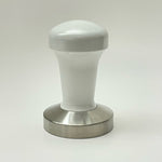 EDO MANUAL ERGONOMIC COFFEE TAMPER LINE YOUNG - WHITE KNOB - FLAT STAINLESS STEEL BASE Ø 58MM