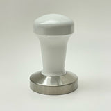 EDO MANUAL ERGONOMIC COFFEE TAMPER LINE YOUNG - WHITE KNOB - FLAT STAINLESS STEEL BASE Ø 58MM