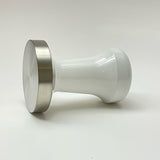 EDO MANUAL ERGONOMIC COFFEE TAMPER LINE YOUNG - WHITE KNOB - FLAT STAINLESS STEEL BASE Ø 58MM